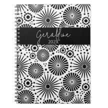 Modern black white geometric starburst Name