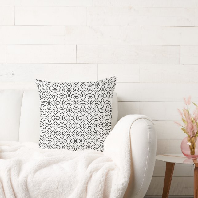Modern Black & White Geometric Triangle Pattern Cushion (Couch)