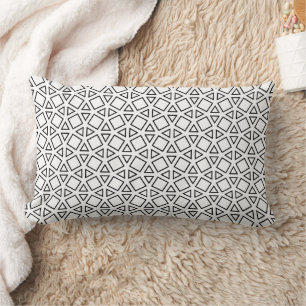 Modern Black & White Geometric Triangle Pattern Lumbar Cushion