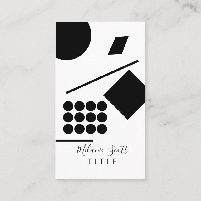 Modern Black White Geometrical Shapes Lines Business Card (Front)
