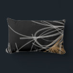 Modern Black White & Gold Abstract Design Lumbar Cushion<br><div class="desc">Modern elegant accent pillow features a stylish organic abstract design of white and grey ribbons with gold accents on a black background. Designed with vector graphics, you can customise by changing the background and line/border colours, or use the "contact this designer" button for help. To create your personalised pillow, select...</div>