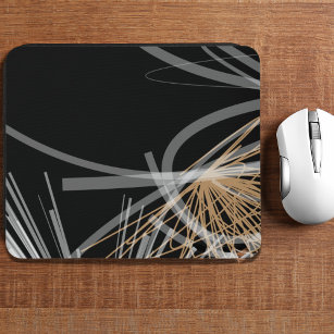 Modern Black White & Gold Abstract Design Mouse Pad
