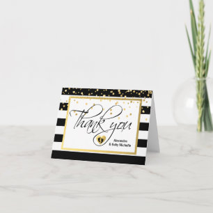 Modern Black White Gold Foil BABY SHOWER Thank You