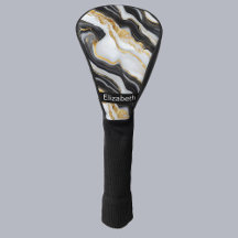 Modern Black White Gold Marble Personalised