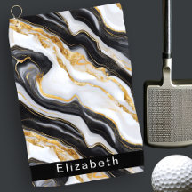 Modern Black White Gold Marble Personalised