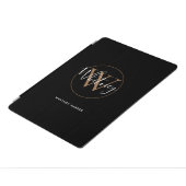 Modern Black White Gold Script Monogram Name  iPad Pro Cover (Side)