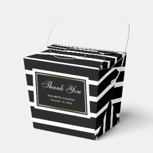 Modern Black White Gold Wedding Thank You Favour Box