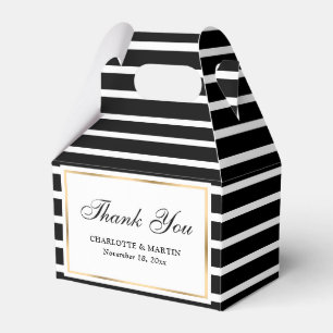 Modern Black White Gold Wedding Thank You Favour Box