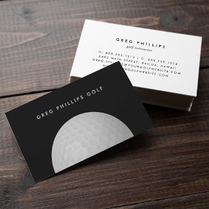 Modern Black & White Golf Pro or Instructor Business Card