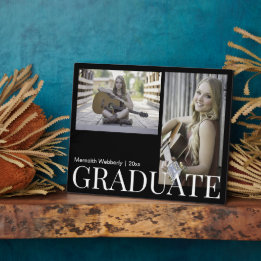 Modern Black & White Graduate 2 Photo Desktop Plaque