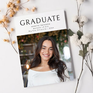 Modern Black White Graduate Photo Graduation Announcement