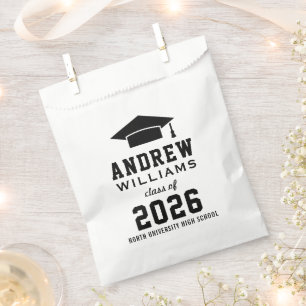 Modern Black White Graduation Party Favour Bag