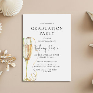 Modern Black White Graduation Party Invitation