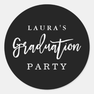 Modern Black White Graduation Party Sticker