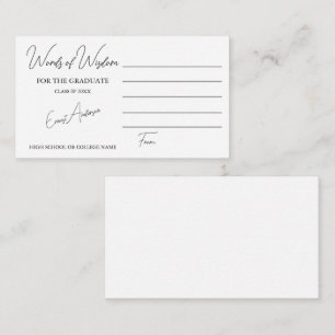 Modern Black White Graduation Words Enclosure Card