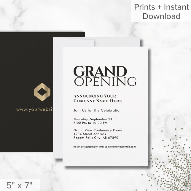 Modern Black White Grand Opening Invitation (Creator Uploaded)