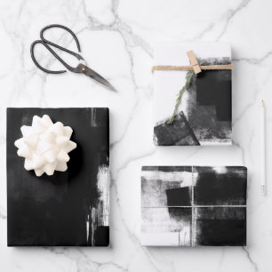 Modern Black White Grey Rustic Abstract s3 Wrapping Paper Sheet