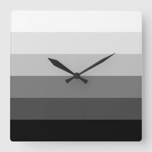 Modern black white grey scale gradient pattern square wall clock