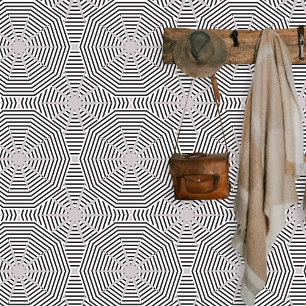 Modern Black White Grey Striped Op Art Pattern Wallpaper