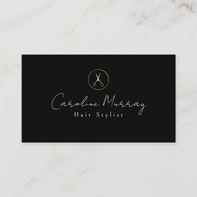 Modern black white Hairstylist Appointment Card (Front)