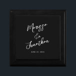 Modern Black White Hand Lettered Script Wedding Gift Box<br><div class="desc">These personalised modern wedding gift box feature the bride and grooms names and wedding date in hand lettered script on a simple back background. Please check out our I Love Weddingz shop to find more selections in this collection. Designed by Susan Coffey.</div>