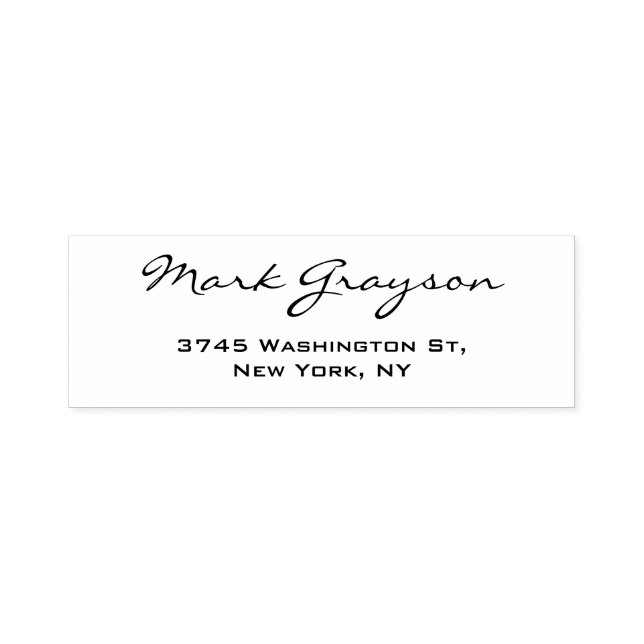 Modern Black & White Handwriting Plain Elegant Self-inking Stamp (Design)