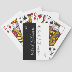 modern black white handwritten elegant playing cards