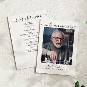 Modern Black & White Handwritten Script Funeral Program