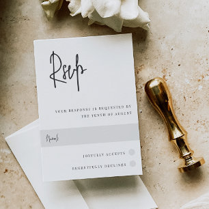 Modern Black & White Handwritten Script Wedding RSVP Card