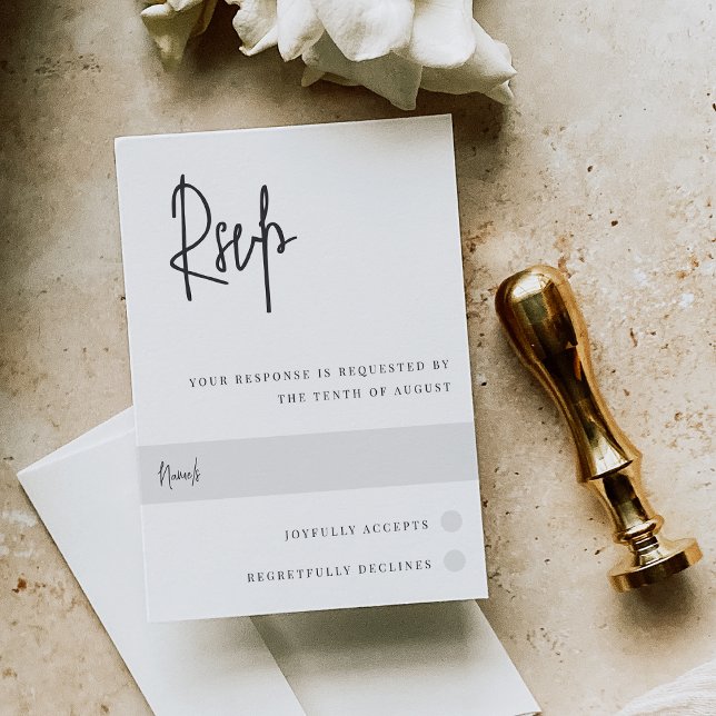 Modern Black & White Handwritten Script Wedding RSVP Card (Creator Uploaded)