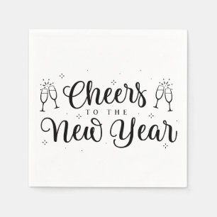 Modern Black & White Happy New Year Party Napkin