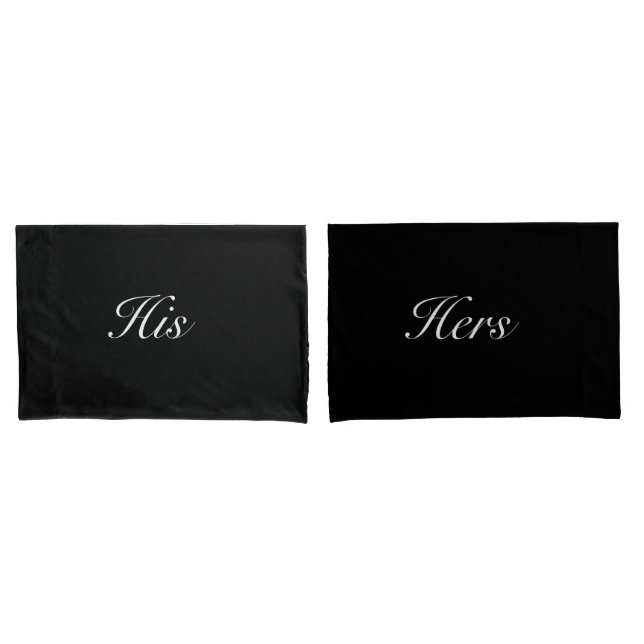 Modern Black White His and Hers  Pillowcase (Front-Set)