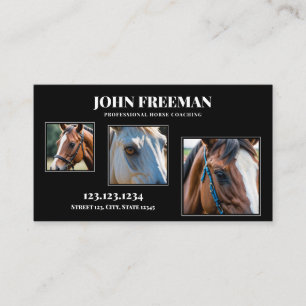 Modern Black & White Horse Photo Business Card
