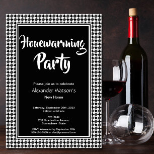 Modern Black White Housewarming Party Invitation
