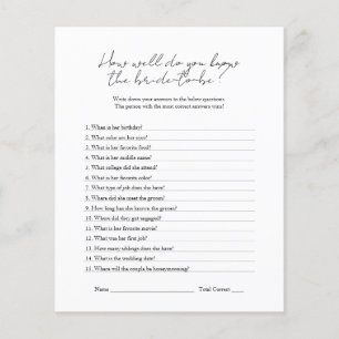 Modern Black White How Well Do You Know the Bride  Flyer