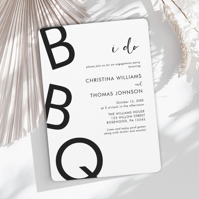Modern Black White I do BBQ Engagement Party Invitation (Creator Uploaded)