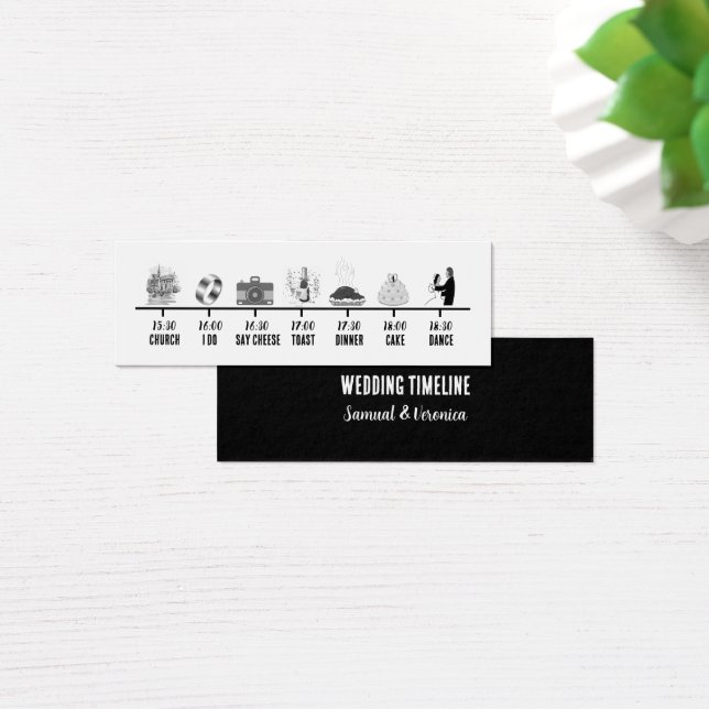 Modern Black & White Icon  Mini Wedding Timeline (Desk)