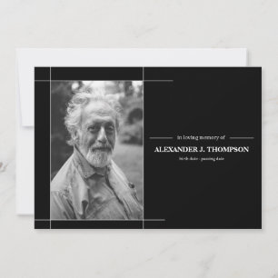 Modern Black & White In Loving Memory Funeral Thank You Card