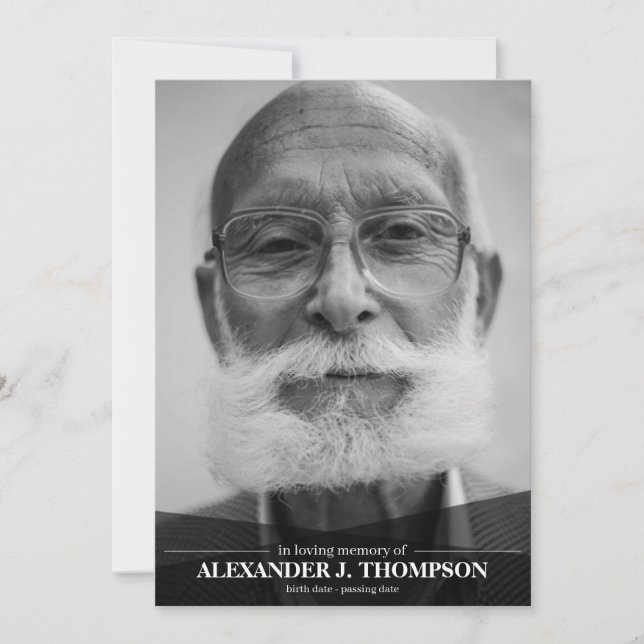 Modern Black & White In Loving Memory Funeral Thank You Card (Front)