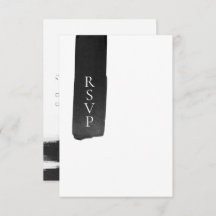 Modern Black + White Ink Wedding RSVP Card