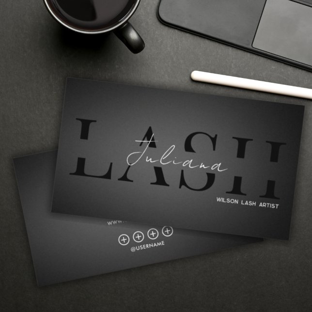 Modern Black & White Lash Tech, Nail Artist, Hair  Business Card (Creator Uploaded)