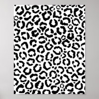 Modern Black White Leopard Animal Print Pattern
