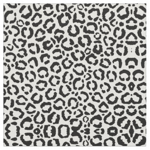 Modern Black White Leopard Animal Print Pattern Fabric