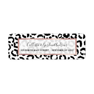 Modern Black White Leopard Animal Print Pattern Return Address Label