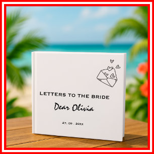 Modern Black & White Letters To The Bride Wedding  Guest Book