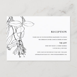 MODERN BLACK WHITE LINE DRAWING FLORAL RECEPTION ENCLOSURE CARD
