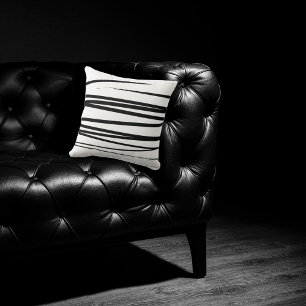 Modern Black & White Lines Abstract Art  Cushion