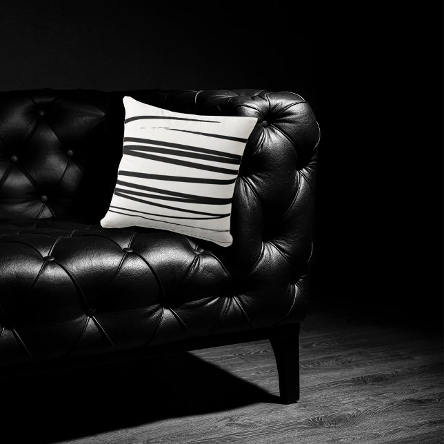 Modern Black & White Lines Abstract Art  Cushion (Creator Uploaded)