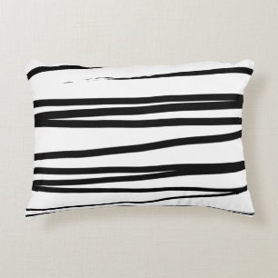 Modern Black & White Lines Abstract Art Decorative Cushion