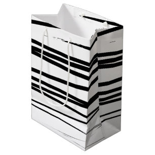 Modern Black & White Lines Abstract Art  Medium Gift Bag